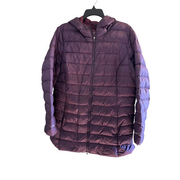 Eddie Bauer Womens Down 650 Puffer Jacket XL Purple parka packable lightweight - Picture 1 of 13